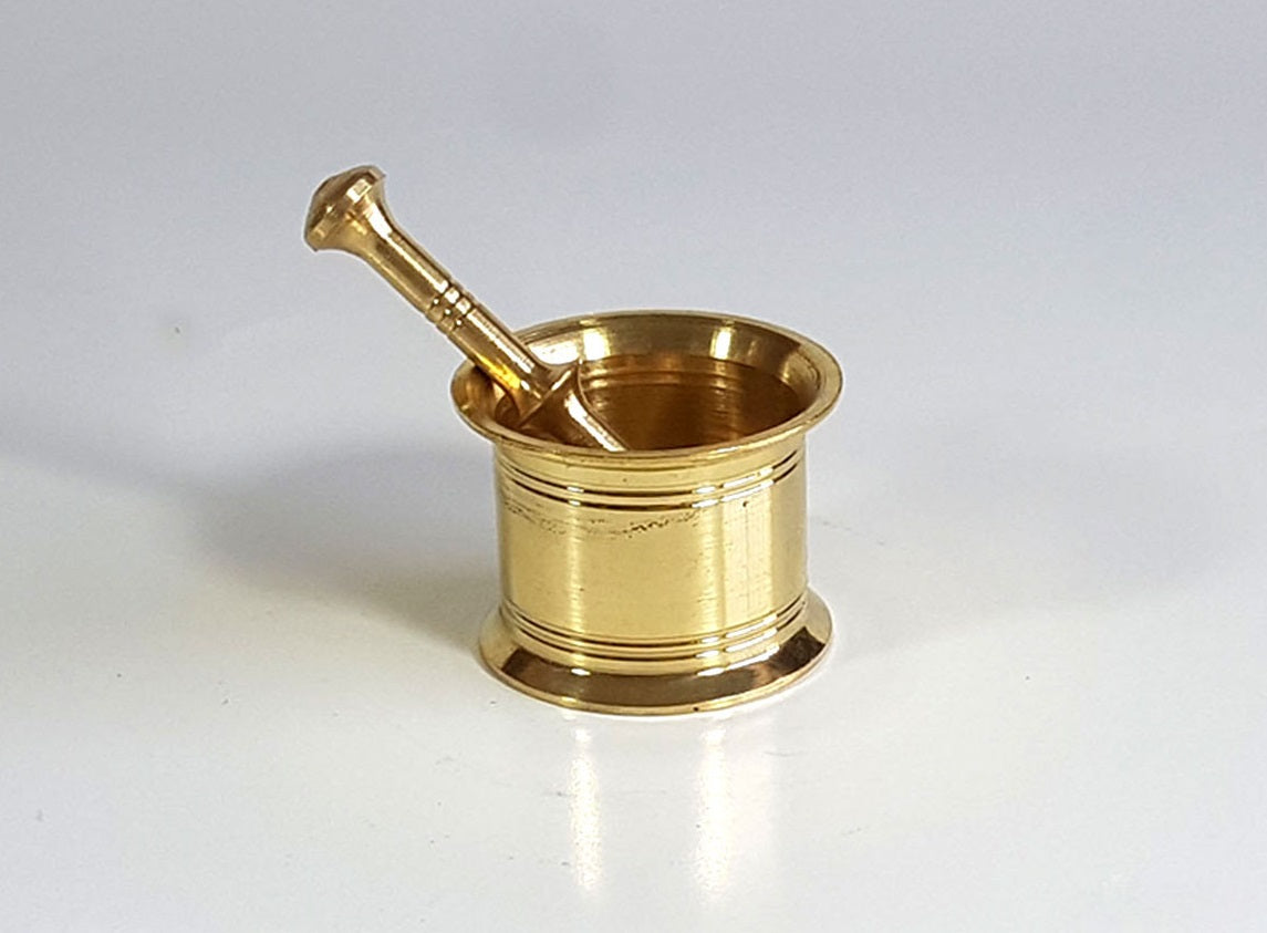 Golden Mortar and Pestle for Saffron Grinding