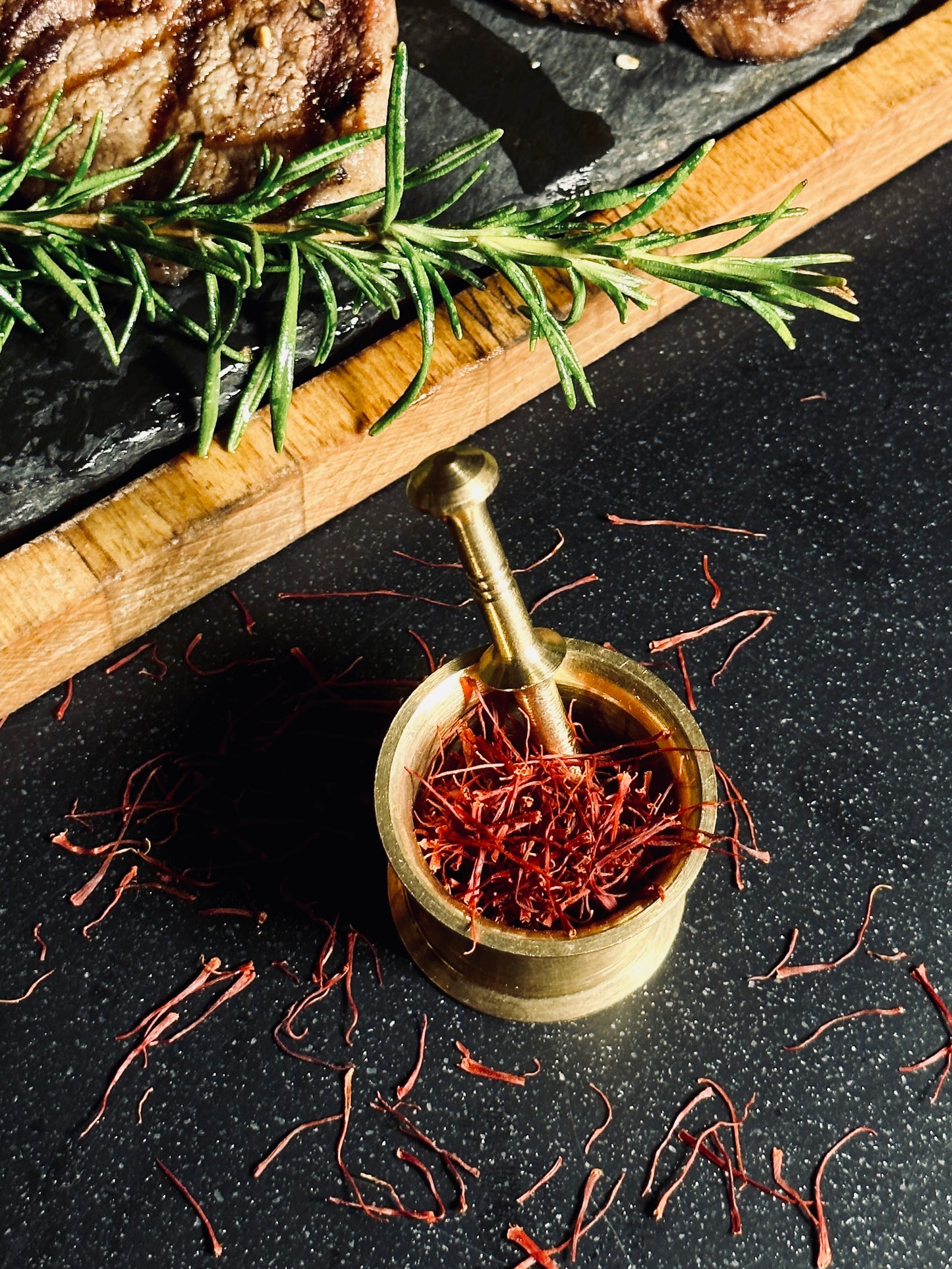 Golden Mortar and Pestle for Saffron Grinding