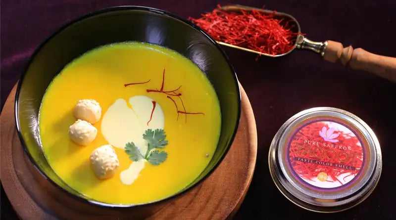 Cream of garlic & saffron soup