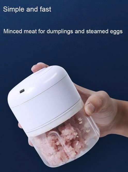 Portable Vegetable Chopper 250ml, Wireless Mini Chopper for Kitchen, Garlic Mincer Food Processor for Chopping and Slicing Onion Ginger Veggies Spice Baby Food, USB Rechargeable