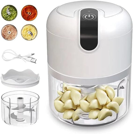 Portable Vegetable Chopper 250ml, Wireless Mini Chopper for Kitchen, Garlic Mincer Food Processor for Chopping and Slicing Onion Ginger Veggies Spice Baby Food, USB Rechargeable