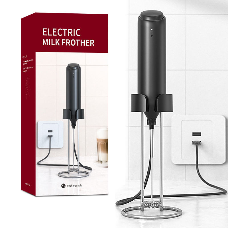 Powerful Black Milk Frother for Coffee with Upgraded Titanium Motor | 19000 RPM | Battery Operated (Not Included)