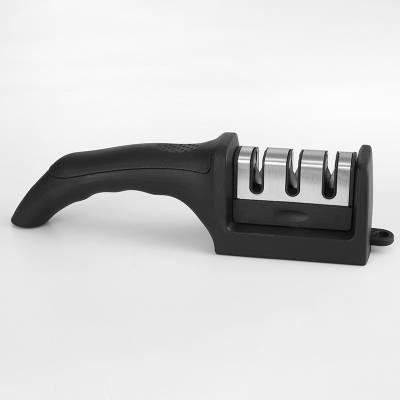 4-in-1 Kitchen Knife Sharpener 3-Stage Knife Sharpener Helps Repair, Restore, Polish Blades and Cut-Resistant Glove (Black)